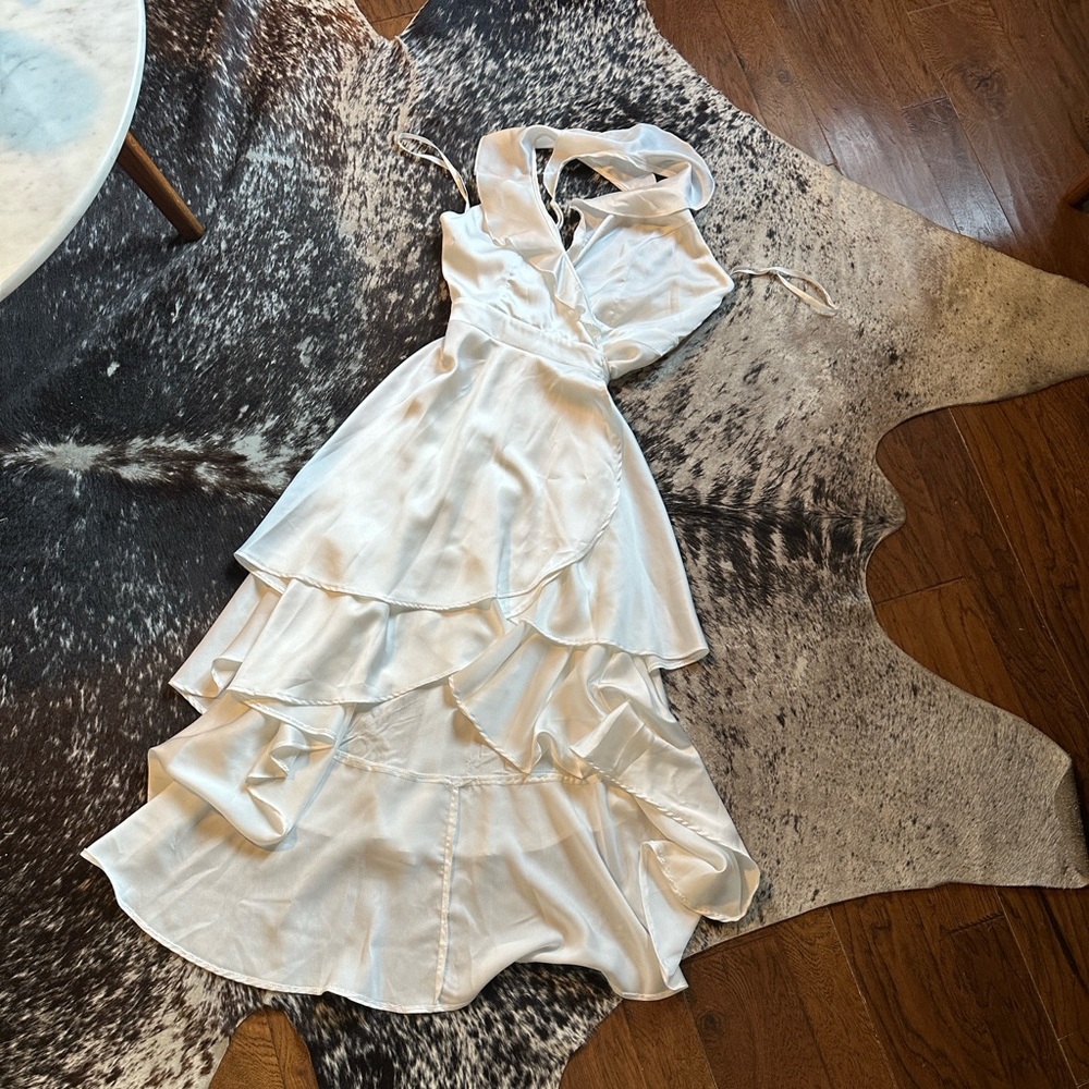 Elegant White Layered Dress by Fashion Nova